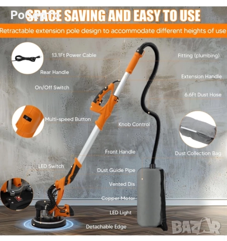 Шлайфмашина (жираф) за стени Drywall , снимка 6 - Шлайфмашини - 52922634