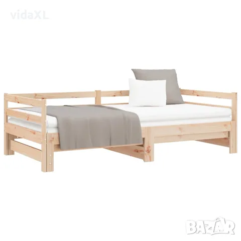 vidaXL Разтегателно дневно легло, борово дърво масив, 90x200 см, снимка 5 - Спални и легла - 56147812