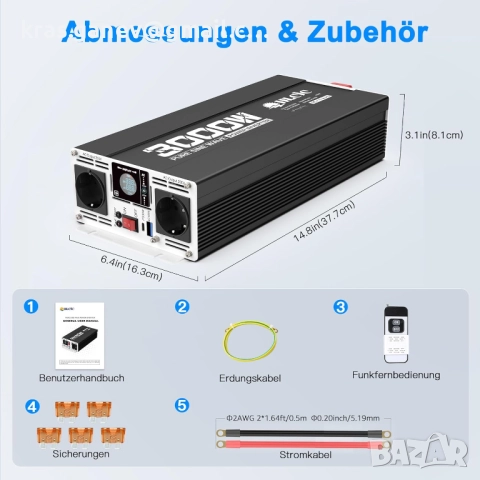 Преобразувател на напрежение 3000 W/6000 W чиста синусоида, снимка 7 - Друга електроника - 52588083