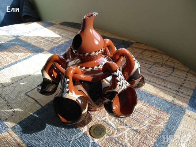Стар керамичен сервиз за ракия, снимка 2 - Сервизи - 42277759