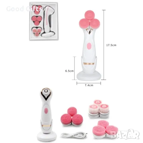 ПОЧИСТВАЩА ЧЕТКА - МАСАЖОР ЗА ЛИЦЕ С 3 ПРИСТАВКИ И ПРЕЗАРЕЖДАЕМА БАТЕРИЯ, снимка 7 - Други - 47512501