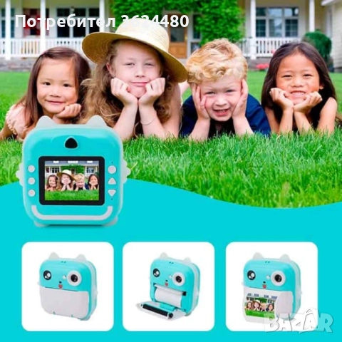 Зелен Детски Фотоапарат с Незабавен Печат 24MP и Светещи Уши 4694, снимка 9 - Други - 52632666
