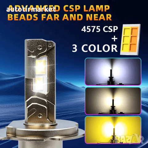 Smart LED крушки H4 150W, 3 цвята, CANBUS, снимка 3 - Аксесоари и консумативи - 56051336