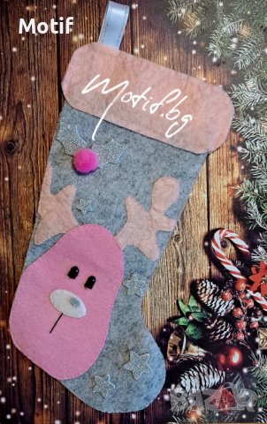 Коледен чорап за камина / коледна декорация, снимка 1 - Декорация за дома - 42445788