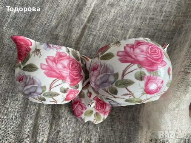 Порцеланов комплект Fine Bone China-Tea Rose, снимка 3 - Антикварни и старинни предмети - 55862332