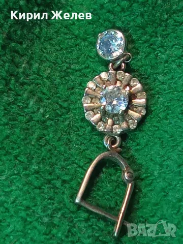 СКЪПОЦЕННА АНГЛИЙСКА СРЕБЪРНА ОБЕЦА СРЕБРО 925 с БЯЛА ПОЗЛАТА и ИСКРЯЩИ КРИСТАЛИ и ЦИРКОНИ 15025, снимка 14 - Обеци - 49510739