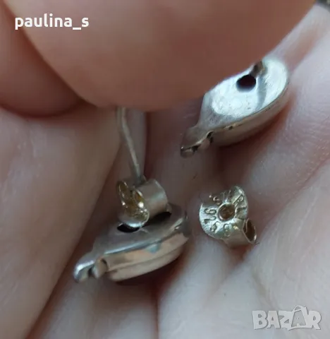 Два чифта обеци на щифт / Оригинални Сребърни обеци "Pandora" и Винтидж обеци с Карнеол , снимка 12 - Обеци - 46017410