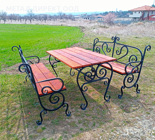 Градински пейки, маси и столове от ковано желязо. Ръчна изработка. Различни размери, снимка 4 - Други - 36274192