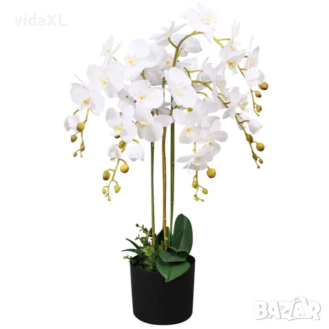 vidaXL Изкуствена орхидея със саксия 75 см бяла