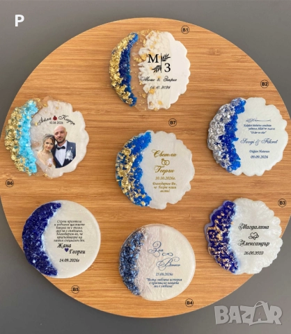 Магнити от епоксидна смола (за сватби, кръщенета и др поводи) , снимка 3 - Декорация - 52438712