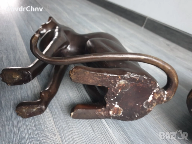 38см-10кг Risner статуетки/2бр чифт бронзови скулптури/фигури на египетски котки, снимка 10 - Статуетки - 52679843