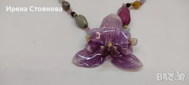 Колие с естествен цвят на орхидея , снимка 10 - Колиета, медальони, синджири - 50176243