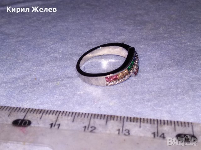 РАЗКОШЕН СРЕБЪРЕН АРТ ПРЪСТЕН РОДИРАНО СРЕБРО 925 ИНКРУСТИРАН с РАЗНОЦВЕТНИ СКЪПОЦЕННИ КАМЪНИ 38590, снимка 7 - Пръстени - 41637983