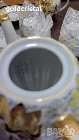 стар руски порцелан чаши за кафе чайник заханица латиера залатая осень, снимка 14 - Антикварни и старинни предмети - 48734136