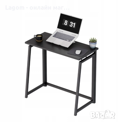 Сгъваемо бюро за компютър Ruhhy 26117 Черен, стил Лофт, снимка 5 - Бюра - 52562806