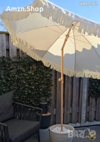 Ретро плажен чадър с ресни чадър за тераса в бохо стил градински чадър, снимка 2 - Градински мебели, декорация  - 51045099