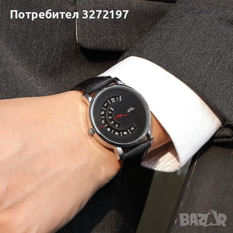 YOLAKO кварцов часовник,нов иновативен дизайн циферблат,кожена каишка , снимка 2 - Мъжки - 40954918