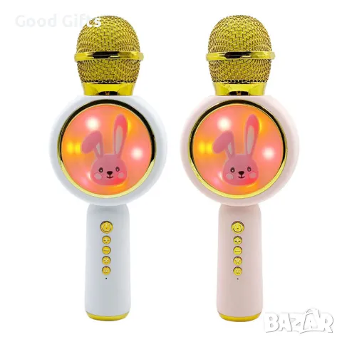 Детски караоке микрофон Baby Rabbit X6 – Bluetooth, светлини и звук, със зайче, снимка 4 - Микрофони - 50386172