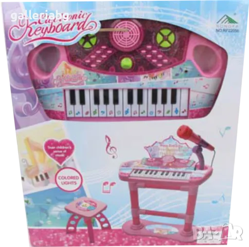 Детско пиано с микрофон и столче, снимка 3 - Музикални играчки - 47366998