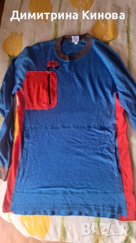 Спортна мъжка термо блуза с дълъг ръкав ,100 % вълна ,синя с оранжево ,външен джоб със цип , снимка 6 - Спортни дрехи, екипи - 52559735