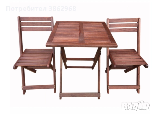 Градински комплект Kreta Muhler Meranti - 3 части, дърво, снимка 2 - Градински мебели, декорация  - 51509187