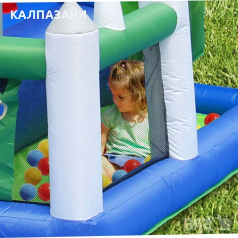 HAPPY HOP Игрален център къща с пързалка и топки 455x330x265 9515