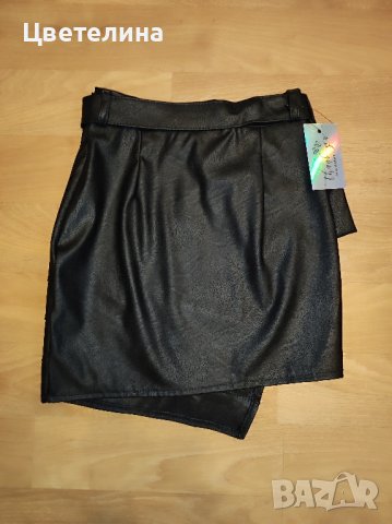 Дамска пола от еко кожа с колан и джоб с цип,който се отваря и сваля размер S  цена 25 лв., снимка 4 - Поли - 42671900