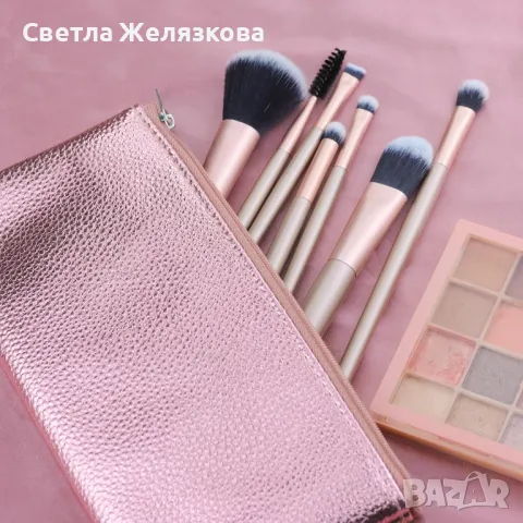 Четки за грим, комплект от 7 части, чанта за съхранение, снимка 5 - Други - 47531266