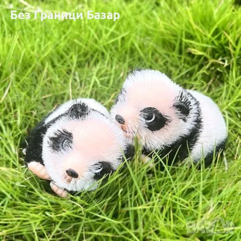 Нова Реалистична 5 инчова силиконова панда играчка с аксесоари за деца, снимка 3 - Други - 47383308