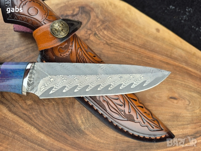 Ловен нож дамаска стомана LN423, снимка 7 - Ножове - 52325007