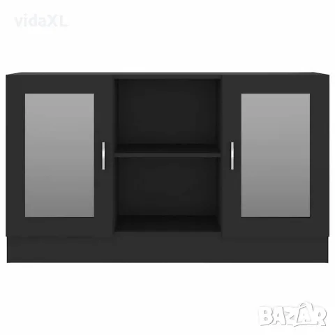 vidaXL Шкаф витрина, черен, 120x30,5x70 см, инженерно дърво, снимка 5 - Бюфети - 56147831
