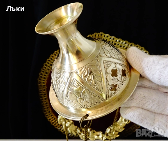 Висящо бронзово кадило,кадилница,кандило,тамянник. , снимка 8 - Антикварни и старинни предмети - 52967535