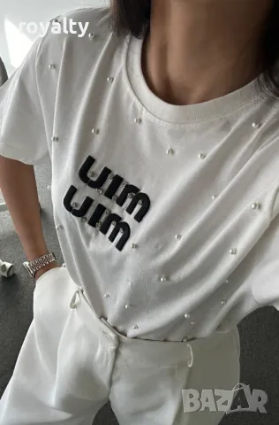 Miu Miu дамски памучни тениски Два цвята , снимка 13 - Тениски - 49853706