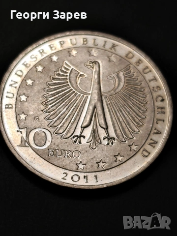 10 евро 2011 год, сребро, тегло 16.00, снимка 3 - Нумизматика и бонистика - 53821626