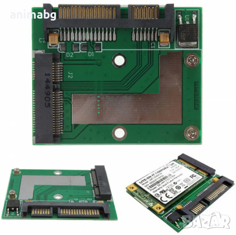 ANIMABG Преобразувател PCIe mSATA към SATA 2.5 хард диск HDD, SSD, PC компютър, лаптоп, Laptop, , снимка 5 - Друга електроника - 44680292