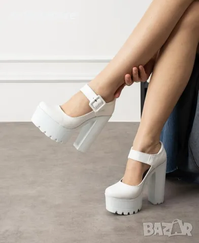 Обувки на ток - бяла кожа - FB20, снимка 2 - Дамски обувки на ток - 31843411