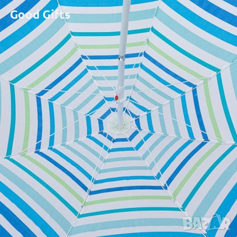 Син тюркоазен плажен чадър 2м с 2 халки, снимка 2 - Други - 41360414