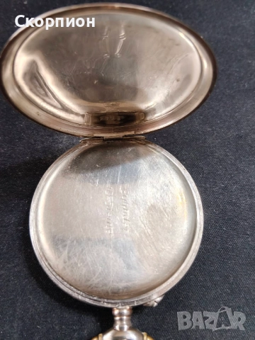 Швейцарски СРЕБЪРЕН джобен часовник 1901г. с позлата - 10 РУБИНА - ПРОМОЦИЯ, снимка 5 - Джобни - 47156792