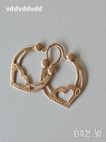 СССР златни обеци 14 карата , снимка 3 - Обеци - 52120441