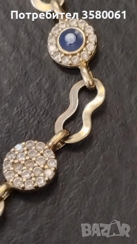 Златна гривна с камъни, снимка 2 - Гривни - 53390653