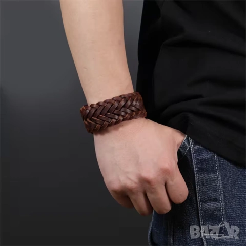 Мъжка гривна от естествена кожа. , снимка 7 - Гривни - 53464524