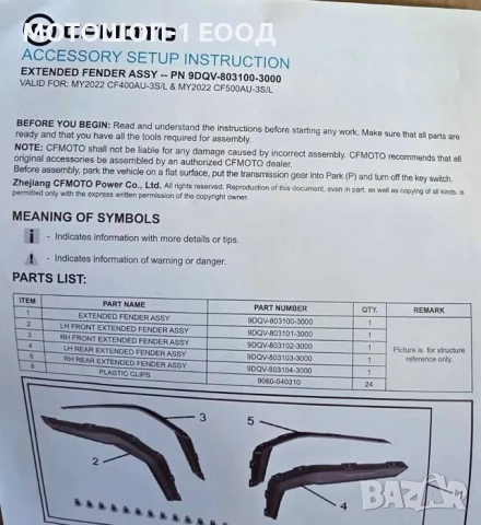 НОВИ Уширители Вежди Раздувки за калници CFMOTО 450 АТВ 520 L S, снимка 3 - Части - 52120361