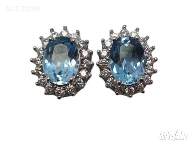 СРЕБЪРНИ ОБЕЦИ С НАТУРАЛЕН ТОПАЗ, снимка 5 - Обеци - 52360952