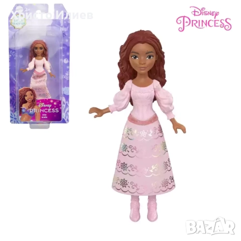 Мини кукла Ариел в розов тоалет Disney Princess Ariel, 9 cm