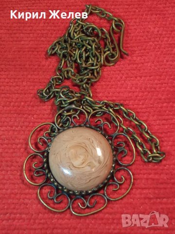 СТАР БРОНЗОВ НАКИТ РЕТРО АРТ БИЖУ с ГОЛЯМ ФАТУРАН с ДАМАРИ 12355, снимка 3 - Колиета, медальони, синджири - 29825591