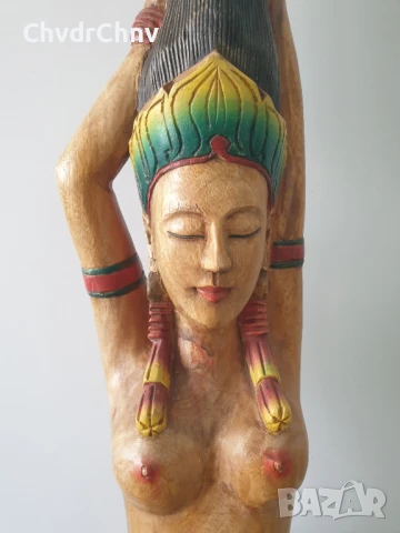 128см-10кг ръчна дърворезба/еротика/голяма стара дървена скулптура/гола жена на клада, снимка 9 - Антикварни и старинни предмети - 51300897