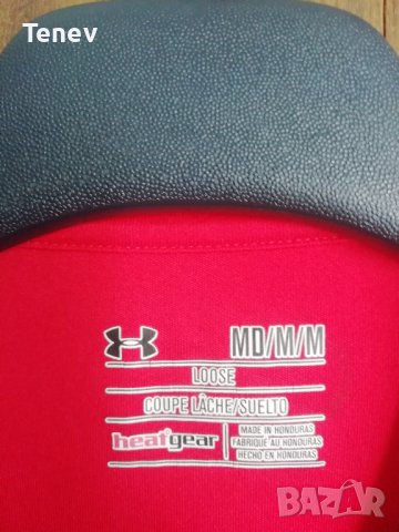 Under Armour HeatGear Оригинална червена мъжка тениска фланелка размер М , снимка 3 - Тениски - 41787326