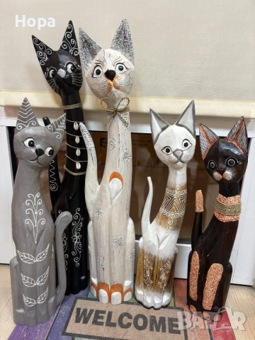 Котки от дърво, снимка 3 - Декорация за дома - 32580149