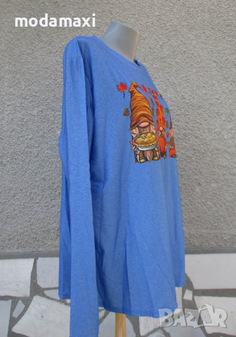 4XL Нова блуза с джуджета в синьо , снимка 4 - Блузи с дълъг ръкав и пуловери - 44915174
