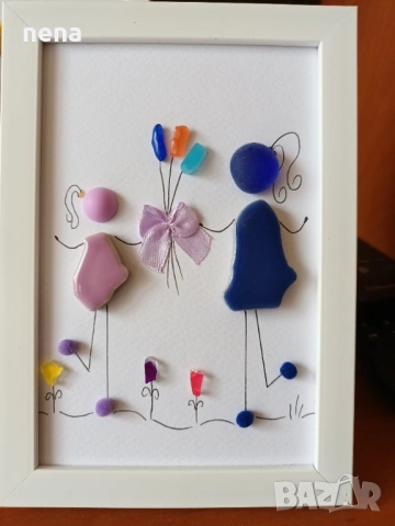 Пана от мидички, камъчета, стъкълца и други материали, снимка 12 - Декорация за дома - 51194812